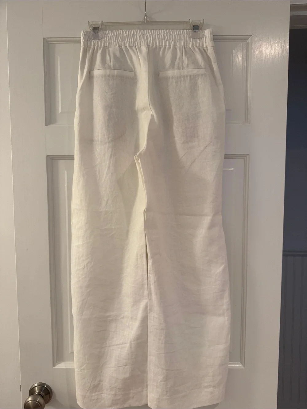 Zara - White Wide-Leg Linen Pants